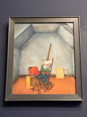 NEW YORK NY - 14 Ocak 2024 'te New York' taki Whitney Sanat Müzesi 'nde sergi.