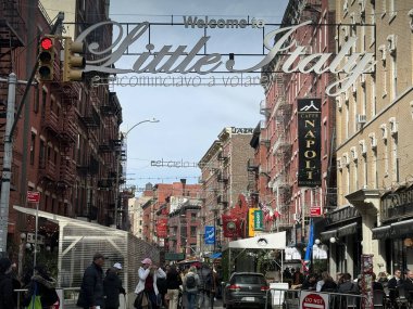 NEW YORK, NY - MAR 30: Little Italy in New York, as seen on March 30, 2024. Once known for its large population of Italian Americans, the neighborhood consists of Italian stores and restaurants. clipart