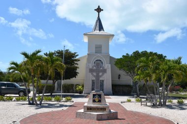 PROVIDENCIALES, TURKS & CAICOS ISLANDS - APR 17: Church of St Monica in Providenciales, Turks and Caicos Islands, as seen on April 17, 2024. clipart