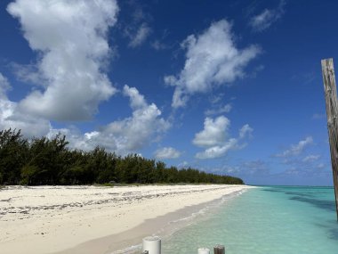 Turks ve Caicos Adalarındaki Kuzey Caicos 'taki At Ahırı Plajı' nda rıhtım