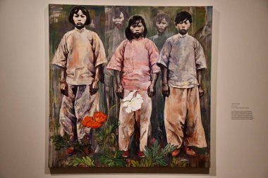 HONOLULU, HI - 20 AUG: Reveries - 20 Ağustos 2022 'de Hawaii' deki Honolulu Sanat Müzesi 'nde Hung Liu Sanat Sergisi.