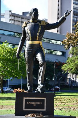 HONOLULU HI - AUG 20: King Kamehameha III Statue at Thomas Square in Honolulu, Hawaii, as seen on Aug 20, 2022. clipart