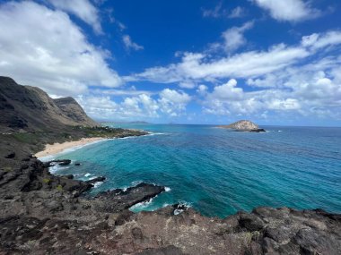 Hawaii 'deki Oahu adasındaki Makapuu Gözcüsünden görüntü