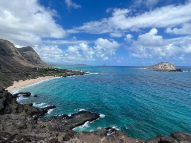 Hawaii 'deki Oahu adasındaki Makapuu Gözcüsünden görüntü