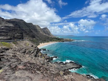 Hawaii 'deki Oahu adasındaki Makapuu Gözcüsünden görüntü