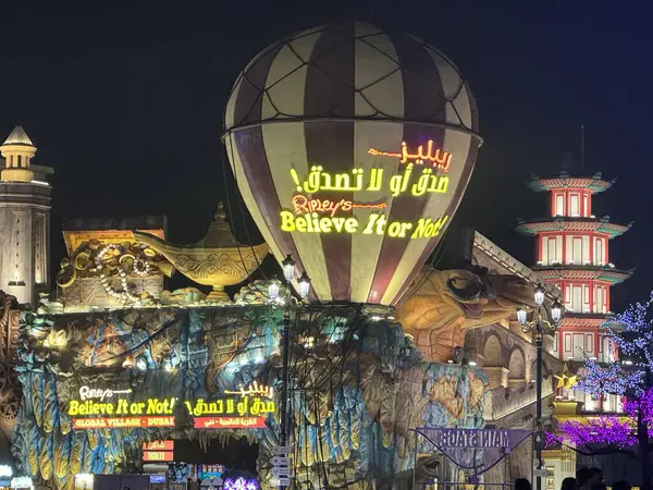 stock image DUBAI, UAE - DEC 28: Ripleys Believe It Or Not at Global Village in Dubai, UAE, as seen on Dec 28, 2023. The Global Village is claimed to be the world's largest tourism, leisure and entertainment project.