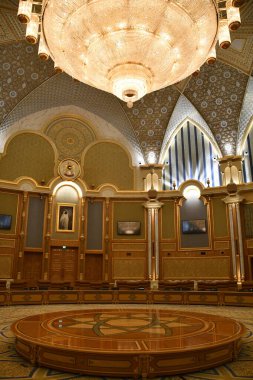 ABU DHABI, BAE - 31 Aralık 2023 'te Abu Dabi, BAE' de Birleşik Arap Emirlikleri 'nin Qasr Al-Watan başkanlık sarayındaki İşbirliği Salonu' nun Ruhu.