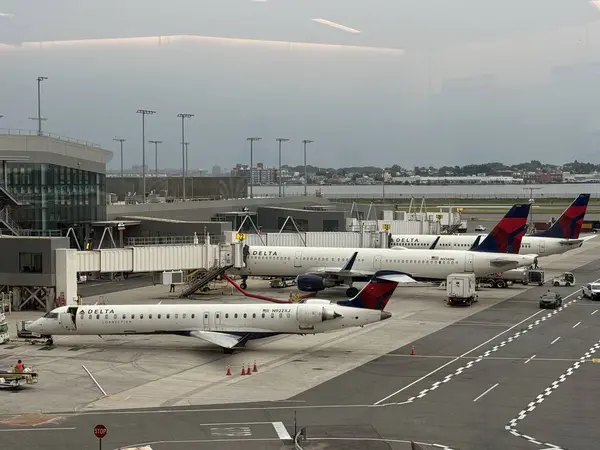 stock image NEW YORK, NY - JUN 14: Delta Airlines planes at La Guardia International Airport in New York, as seen on June 14, 2024.