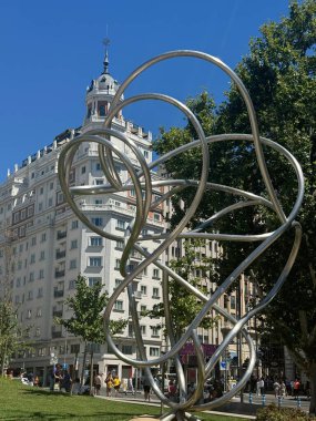 MADRID, SPAIN - AUG 15: Tubular sculptures at Plaza de Espana in Madrid, Spain, as seen on Aug 15, 2024. clipart