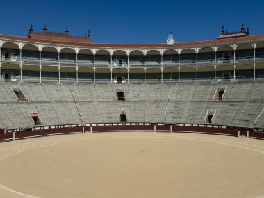 15 Ağustos 2024 'te Madrid, İspanya' da Plaza de Toros de Las Ventas boğa güreşi ringinde görüldü..