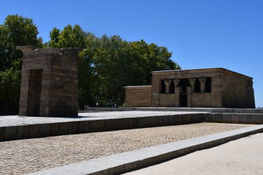 MADRID, İspanya - 15 AUG: 15 Ağustos 2024 'te Madrid, İspanya' da görülen Debod Tapınağı.