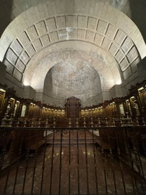 EL ESCORIAL, SPAIN - AUG 15: Basilica of the Holy Cross of the Valley of the Fallen in El Escorial, Spain, as seen on Aug 15, 2024.  clipart