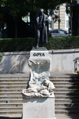 MADRID, İspanya - 11 AUG: Madrid, İspanya 'da Goya Anıtı, 11 Ağustos 2024' te görüldüğü gibi.