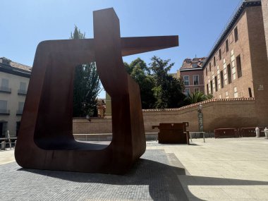 MADRID, SPAIN - AUG 11: Monument of the Madrid Republicans deported to Mauthausen at Plaza del Rollo in Madrid, Spain, as seen on Aug 11, 2024. clipart