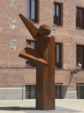 MADRID, SPAIN - AUG 11: Monument of the Madrid Republicans deported to Mauthausen at Plaza del Rollo in Madrid, Spain, as seen on Aug 11, 2024. clipart