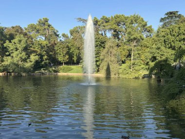 12 Ağustos 2024 'te Madrid, İspanya' daki El Retiro Parkı 'nda görülen Çeşme..