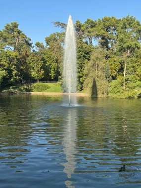 12 Ağustos 2024 'te Madrid, İspanya' daki El Retiro Parkı 'nda görülen Çeşme..