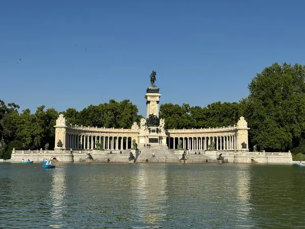 stock image MADRID, SPAIN - AUG 12: Monument to Alfonso XII in El Retiro Park in Madrid, Spain, as seen on Aug 12, 2024.