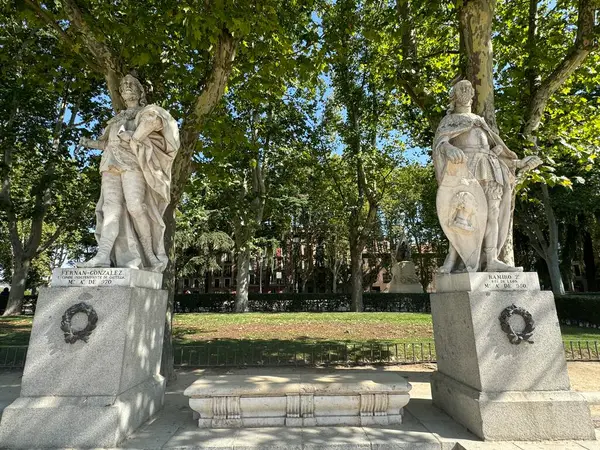 stock image MADRID, SPAIN - AUG 12: Statues of Spanish Monarchs at Plaza de Oriente in Madrid, Spain, as seen on Aug 12, 2024.