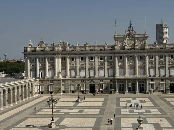 stock image MADRID, SPAIN - AUG 12: Royal Palace of Madrid in Spain, as seen on Aug 12, 2024.