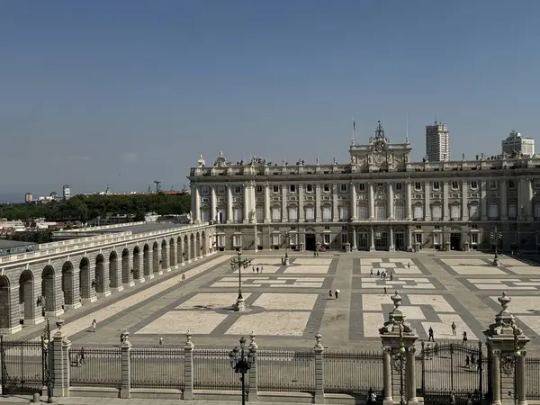 stock image MADRID, SPAIN - AUG 12: Royal Palace of Madrid in Spain, as seen on Aug 12, 2024.