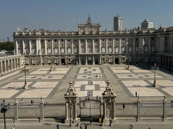 stock image MADRID, SPAIN - AUG 12: Royal Palace of Madrid in Spain, as seen on Aug 12, 2024.