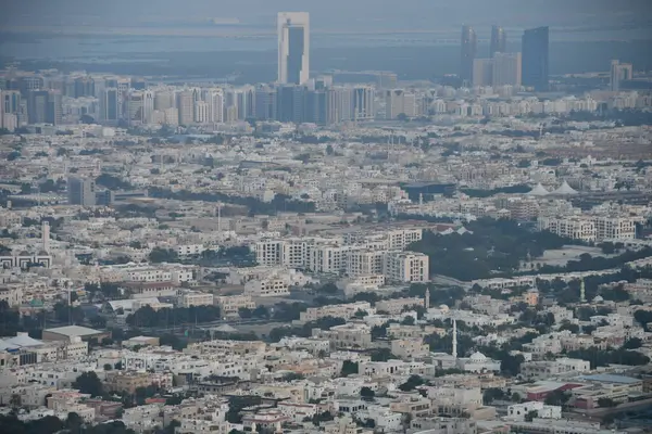 stock image ABU DHABI, UAE - JAN 1: Aerial View of the City from the Observation Deck at 300 at the Conrad Hotel in Abu Dhabi, UAE, as seen on Jan 1, 2024.