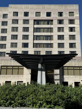 ITHACA, NY - SEP 1: The Statler Hotel at the Cornell University campus in Ithaca, New York, as seen on Sep 1, 2024. clipart