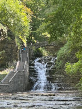 Cascadilla Gorge Patikasında Şelale, Ithaca, New York