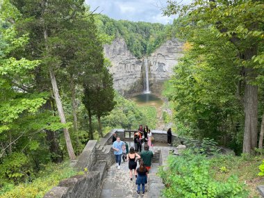 ITHACA NY - SEP 2: Tourists at the Taughannock Falls in Ithaca, New York, as seen on Sep 2, 2024. clipart