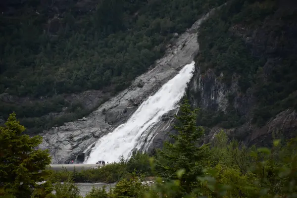 stock image Nugget Falls at Mendenhall Glacier National Park in Juneau, Alaska