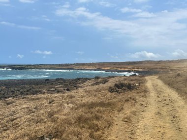 Hawaii 'deki Büyük Ada' da, Kau 'da Papakolea Yeşil Kum Kumsalı