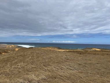 Hawaii 'deki Büyük Ada' da, Kau 'da Papakolea Yeşil Kum Kumsalı