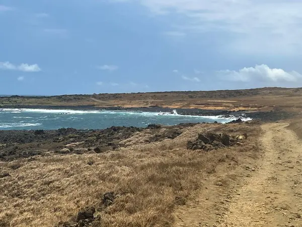 Hawaii 'deki Büyük Ada' da, Kau 'da Papakolea Yeşil Kum Kumsalı
