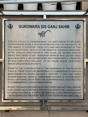 DELHI, INDIA - 16 Şubat: Gurudwara Sis Ganj Sahib, Delhi, Hindistan, 19 Şubat 2024.