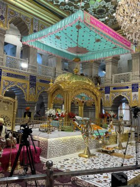 DELHI, INDIA - 16 Şubat: Gurudwara Sis Ganj Sahib, Delhi, Hindistan, 19 Şubat 2024.