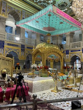 DELHI, INDIA - 16 Şubat: Gurudwara Sis Ganj Sahib, Delhi, Hindistan, 19 Şubat 2024.
