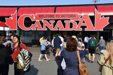 VICTORIA, BC, CANADA - 27 AUG: Victoria, British Columbia, Kanada 'daki Victoria Kanada Tabelasına hoş geldiniz..
