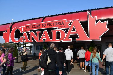 VICTORIA, BC, CANADA - 27 AUG: Victoria, British Columbia, Kanada 'daki Victoria Kanada Tabelasına hoş geldiniz..