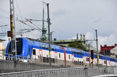 STOCKHOLM, SWEDEN - 30 Temmuz: Stockholm, İsveç 'te Çifte Güverte Treni, 28 Temmuz 2023.