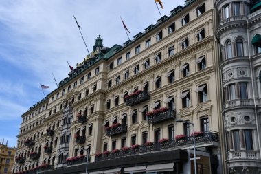 STOCKHOLM, SWEDEN - 28 Temmuz 2023 'te İsveç' in Stockholm kentindeki Grand Hotel.