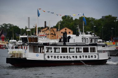 STOCKHOLM, SWEDEN - JUL 30: MS Stockholms Strom 3 Boat in Stockholm, Sweden, as seen on July 28, 2023. clipart