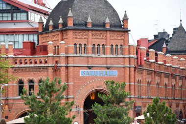 STOCKHOLM, SWEDEN - JUL 30: Ostermalms Food Hall in Stockholm, Sweden, as seen on July 28, 2023. clipart