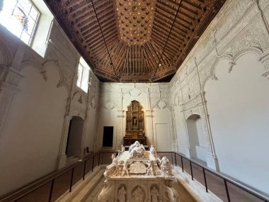 ALCALA DE HENARES, SPAIN - AUG 14: Francisco Valles tomb at the University Chapel of San Ildefonso at Alcala University in Alcala De Henares, near Madrid, in Spain, as seen on Aug 14, 2024. clipart