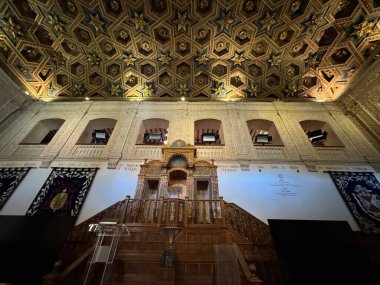 ALCALA DE HENARES, SPAIN - AUG 14: Main Hall at Alcala University in Alcala De Henares, near Madrid, in Spain, as seen on Aug 14, 2024. clipart