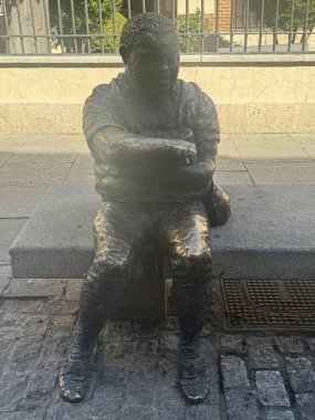 ALCALA DE HENARES, İSPA - 14 AUG: Don Kişot 'un 14 Ağustos 2024' te Madrid yakınlarındaki Alcala De Henares, İspanya 'daki SMuseo Casa Natal de Cervantes' teki heykeli.