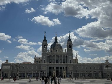 MADRID, SPAIN - AUG 11: Cathedral of Saint Mary the Royal of the Almudena in Madrid, Spain, as seen on Aug 11, 2024. clipart