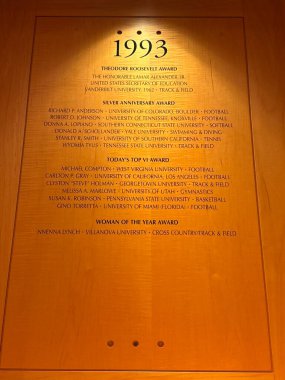 INDIANAPOLIS, In - 5 Aralık 2024 'te Indianapolis, Indiana' daki NCAA Şampiyonlar Salonu 'nda görülen Onur Salonu.