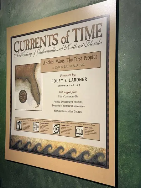 JACKSONVILLE, FL - 22 Şubat 2025 'te Jacksonville, Florida' daki MOSH 'ta (Bilim ve Tarih Müzesi) Zaman Akıntıları sergisi.