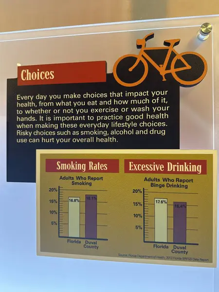 JACKSONVILLE, FL - 22 Şubat 2025 'te Jacksonville, Florida' daki MOSH 'ta Sağlık Hareketi sergisi (Bilim ve Tarih Müzesi).